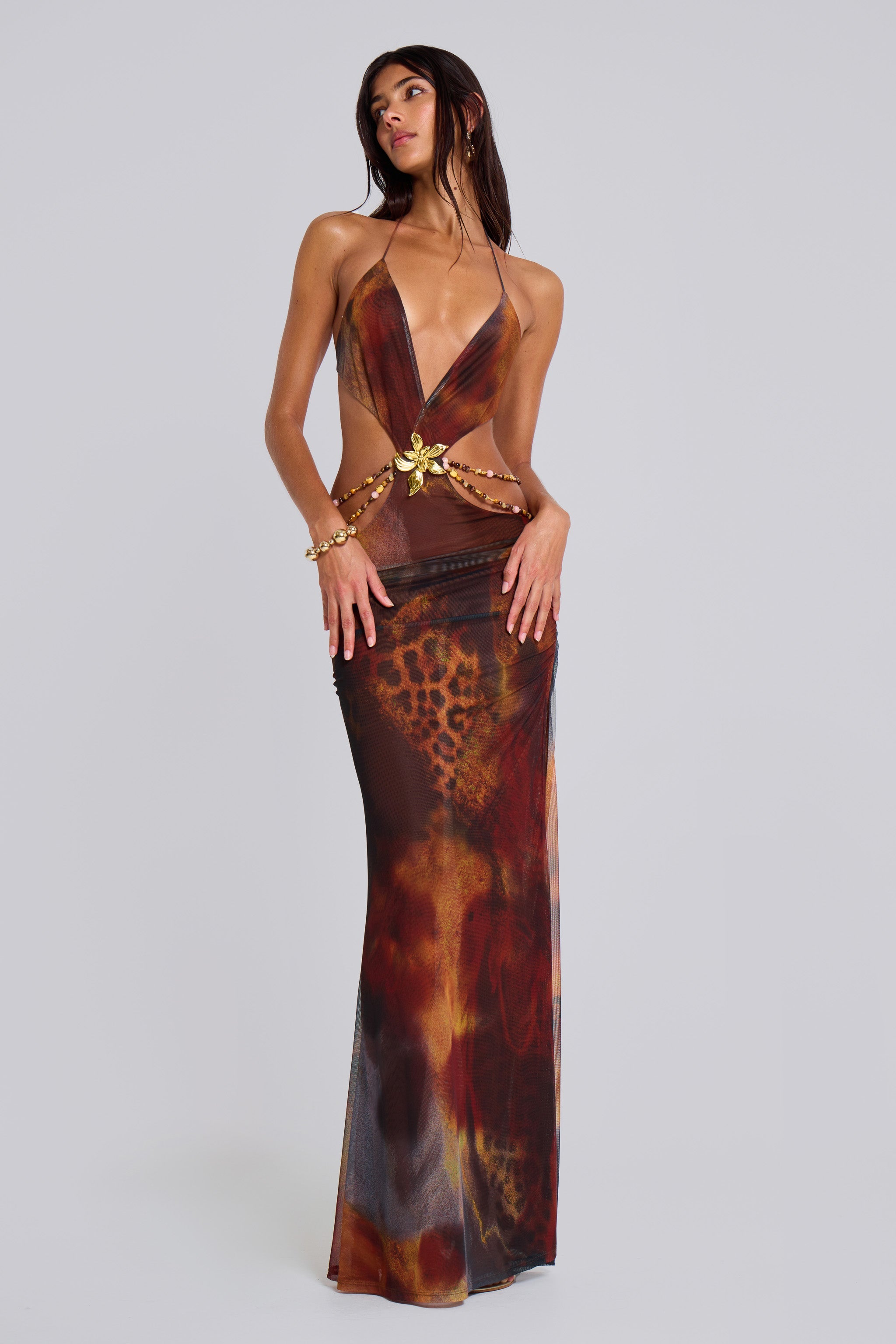 Backless Maxi Dress in Whiskey