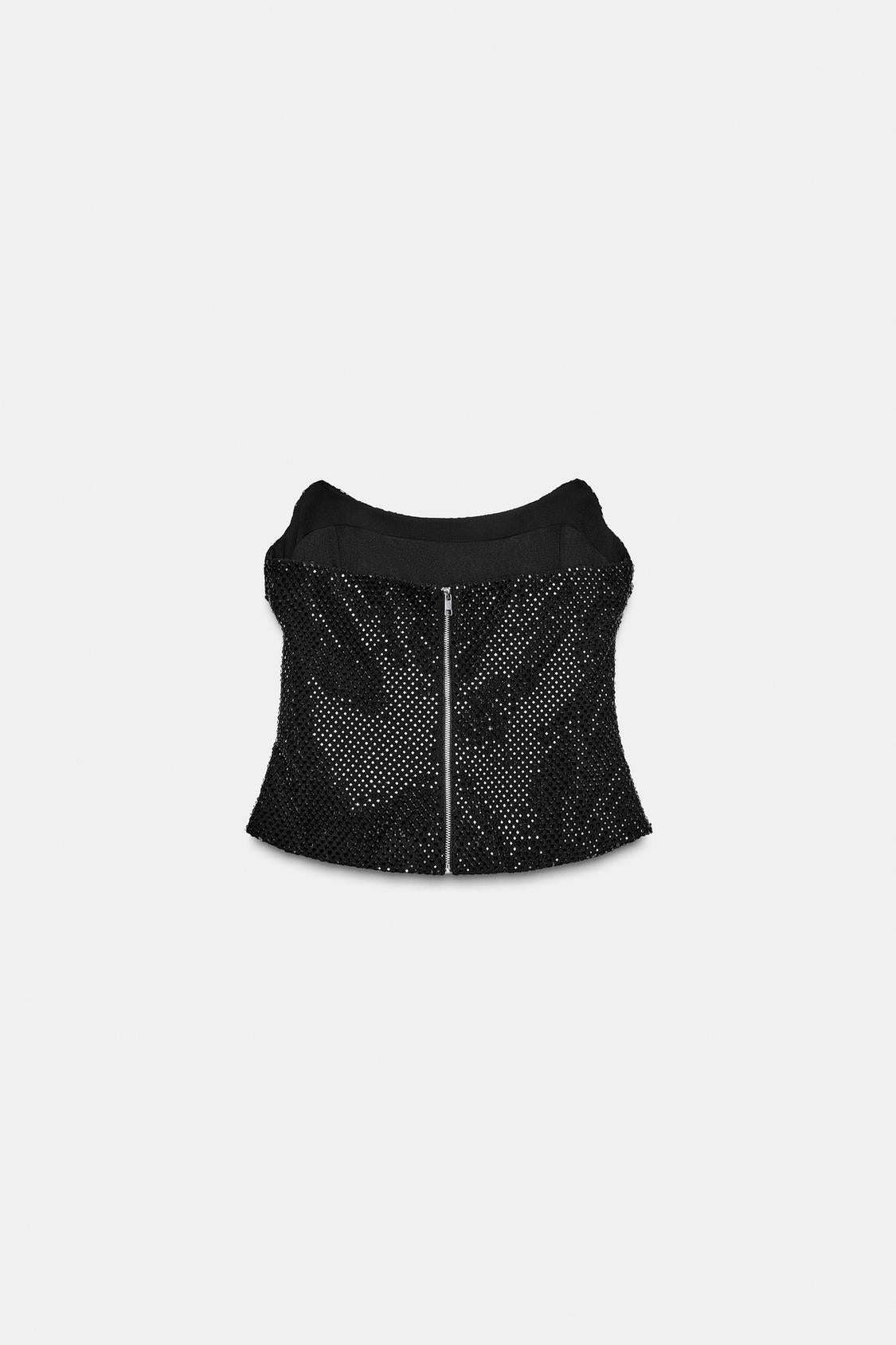 Rhinestone Mesh Mini Dress (Set)