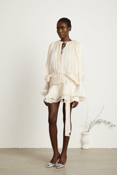 Rosie Pleated Ruffled Mini Dress