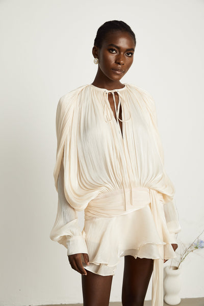 Rosie Pleated Ruffled Mini Dress