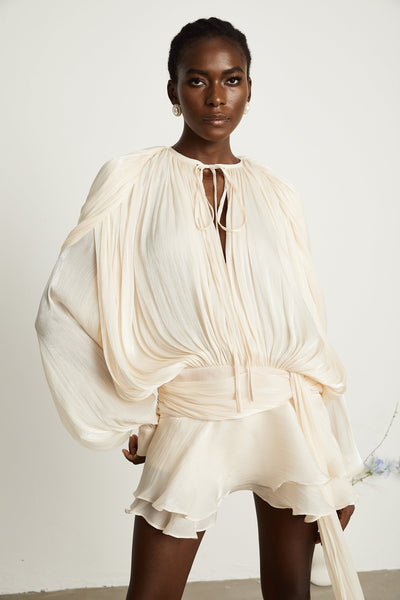 Rosie Pleated Ruffled Mini Dress