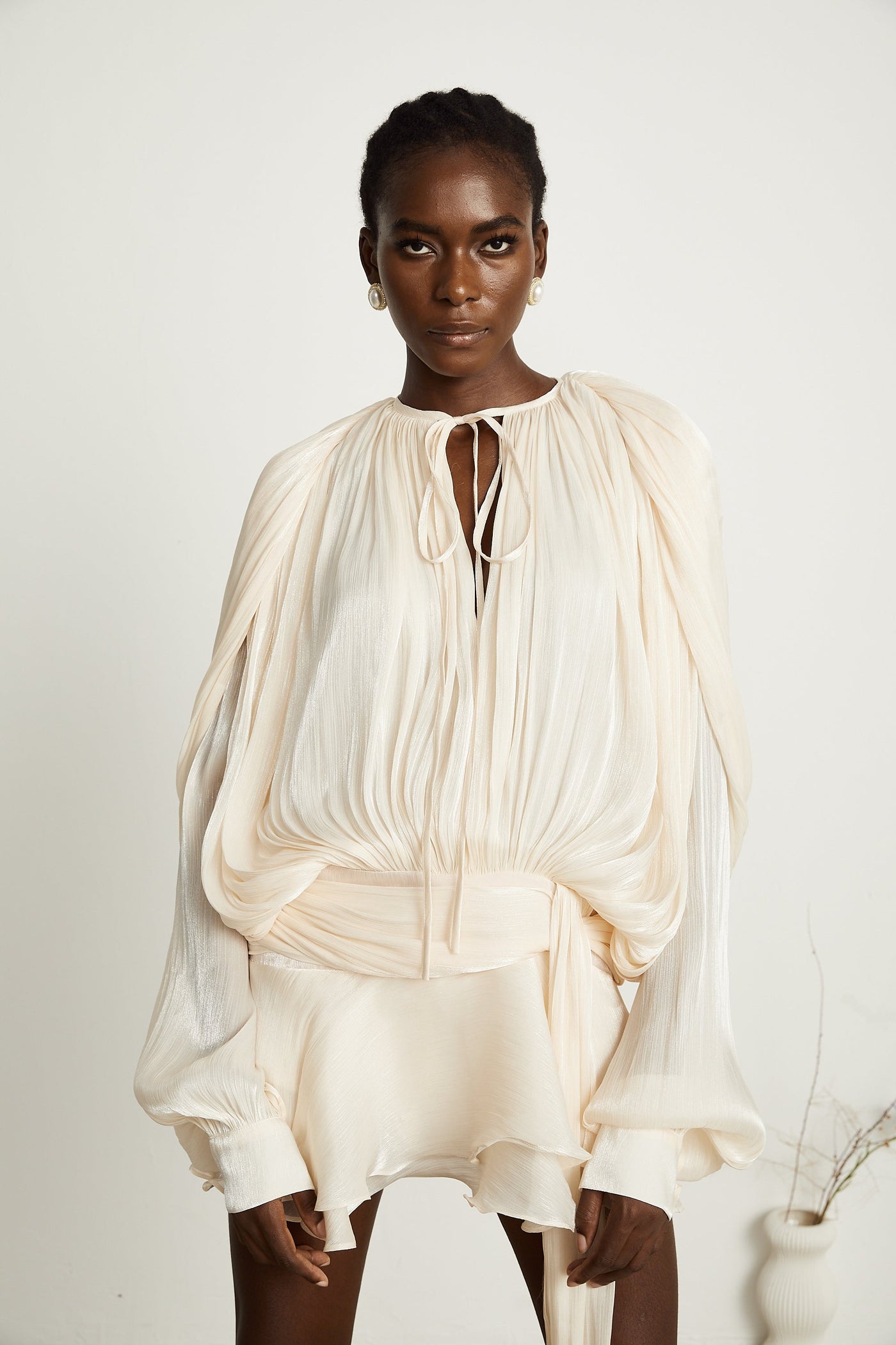 Rosie Pleated Ruffled Mini Dress