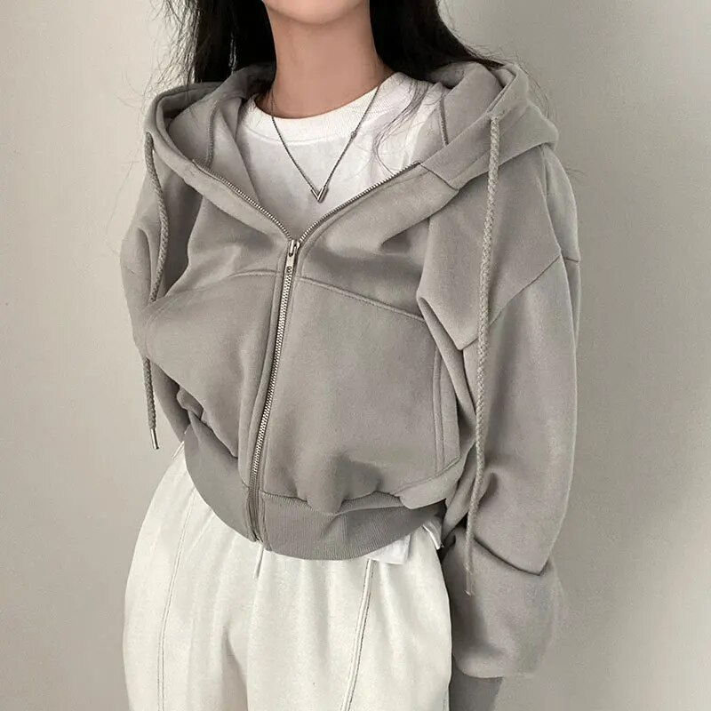 Oversized Cropped Zip-up