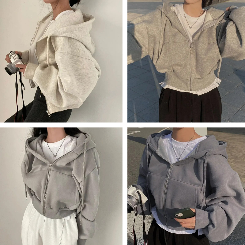 Oversized Cropped Zip-up