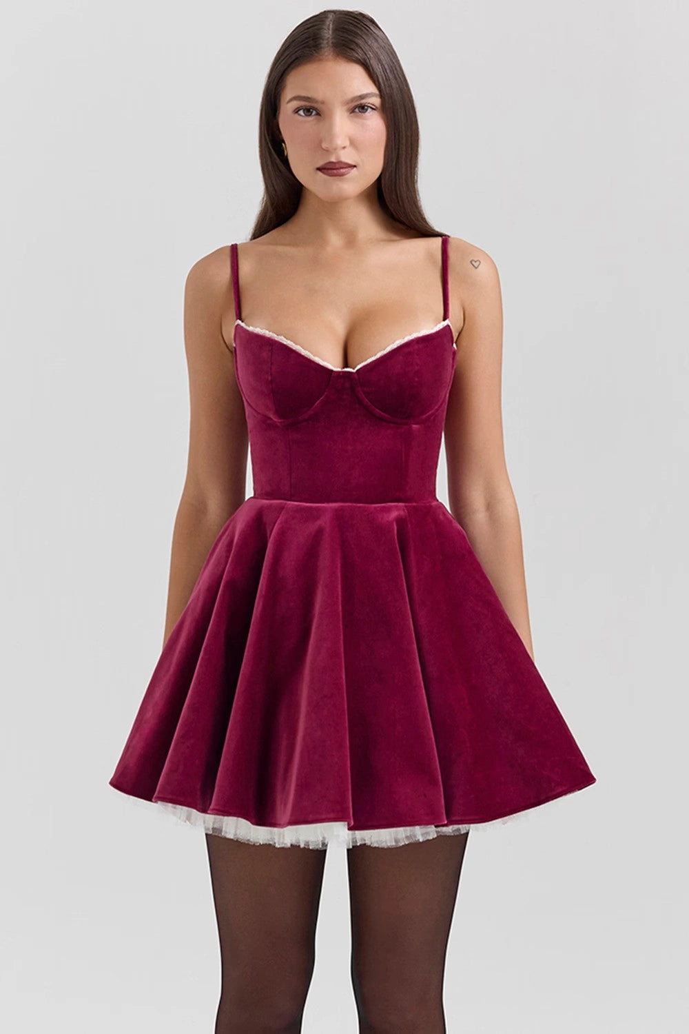 Ella Burgundy Velvet Mini Dress