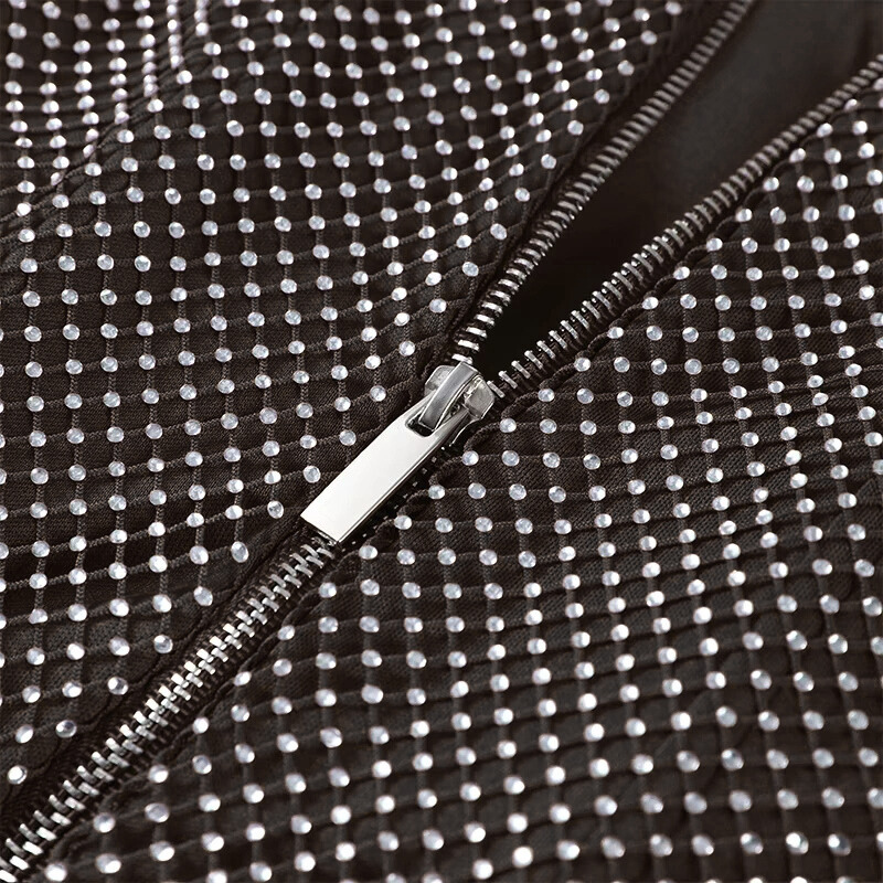 Rhinestone Mesh Mini Dress (Set)